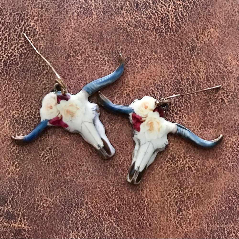 Rose Bouquet Steer-Head Earrings
